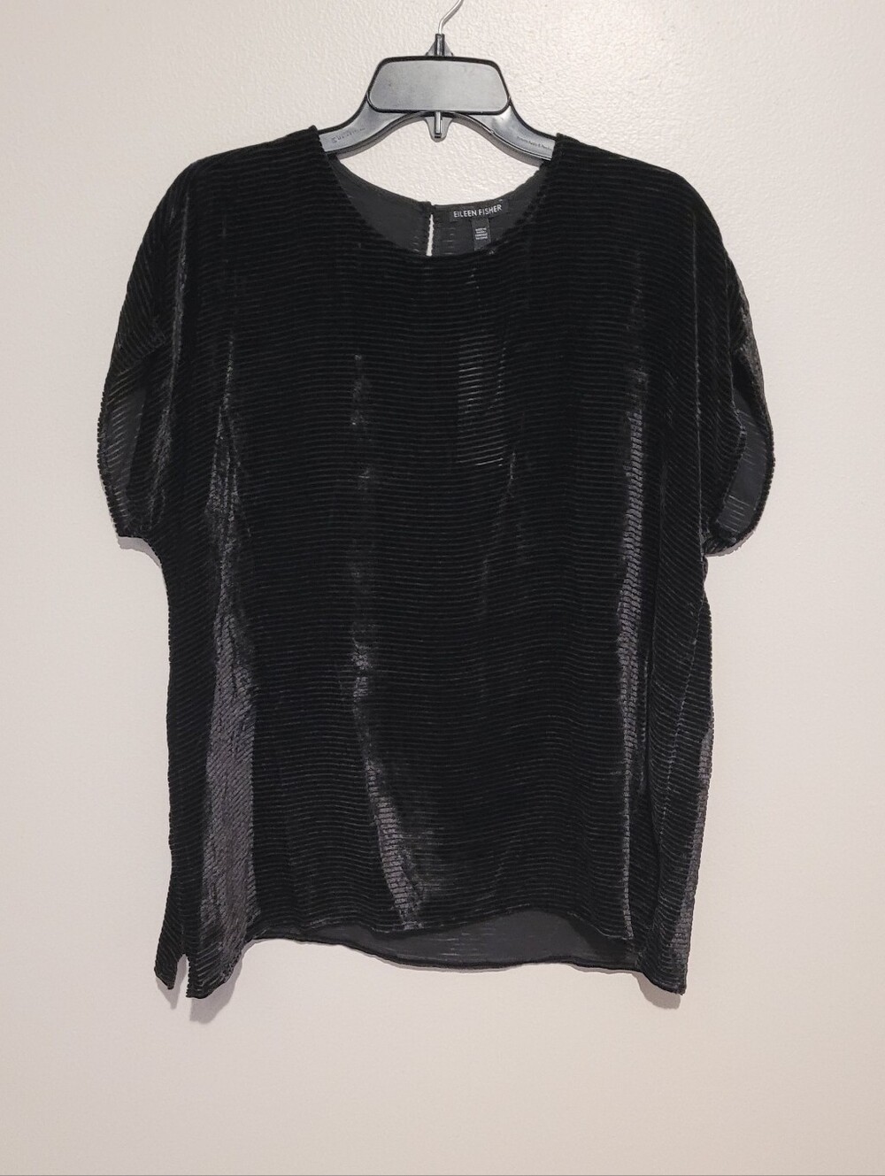 NWT Eileen Fisher Velvet Burnout Lines Blouse